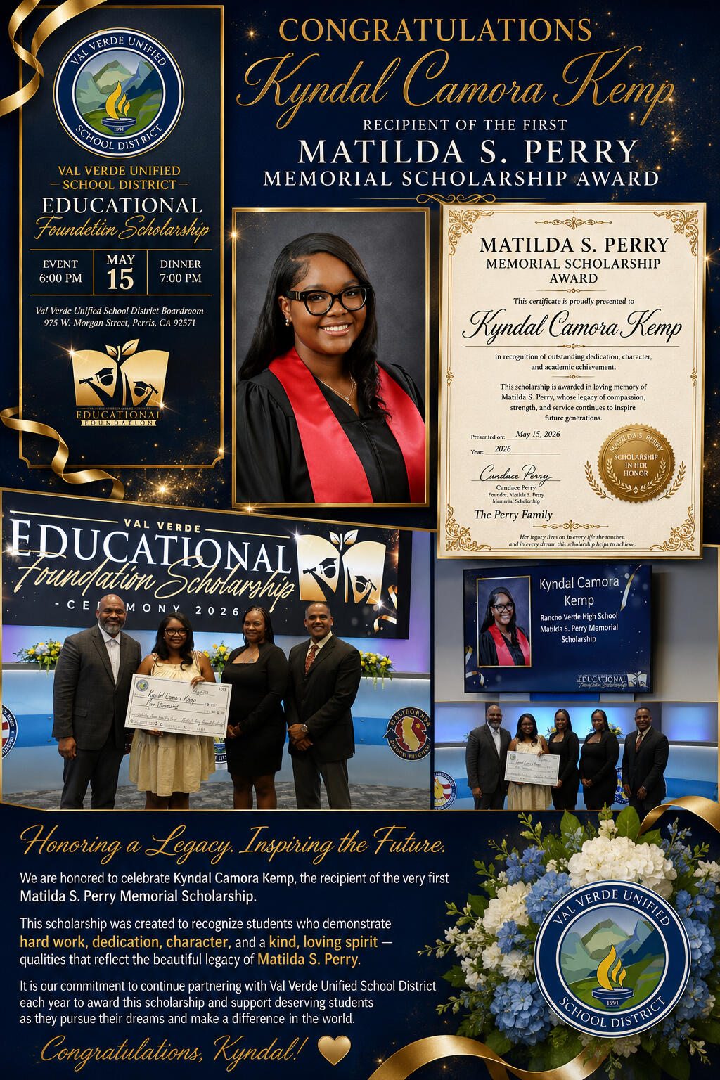 A Legacy of Love, Strength, and Service Photo honoring Matilda S. Perry, whose legacy of compassion, strength, service, and commitment to education continues through the Matilda S. Perry Memorial Scholarship.